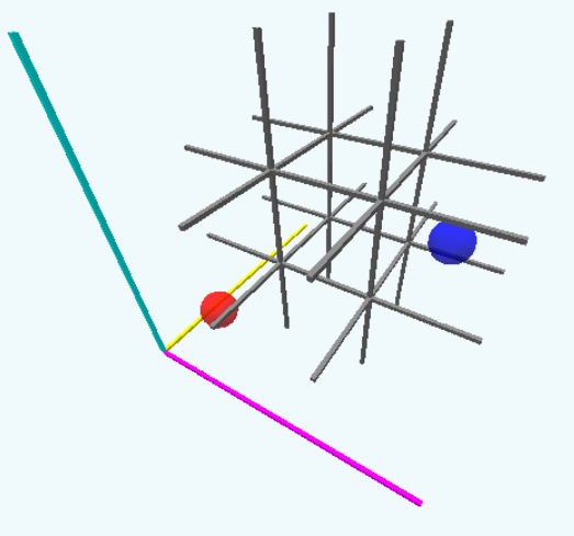 Three-dimensional tic-tac-toe can be played on three arrays of 3x3